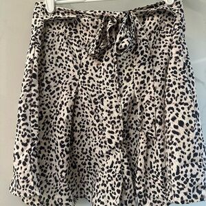 Leopard Print Skirt with Tie Waist